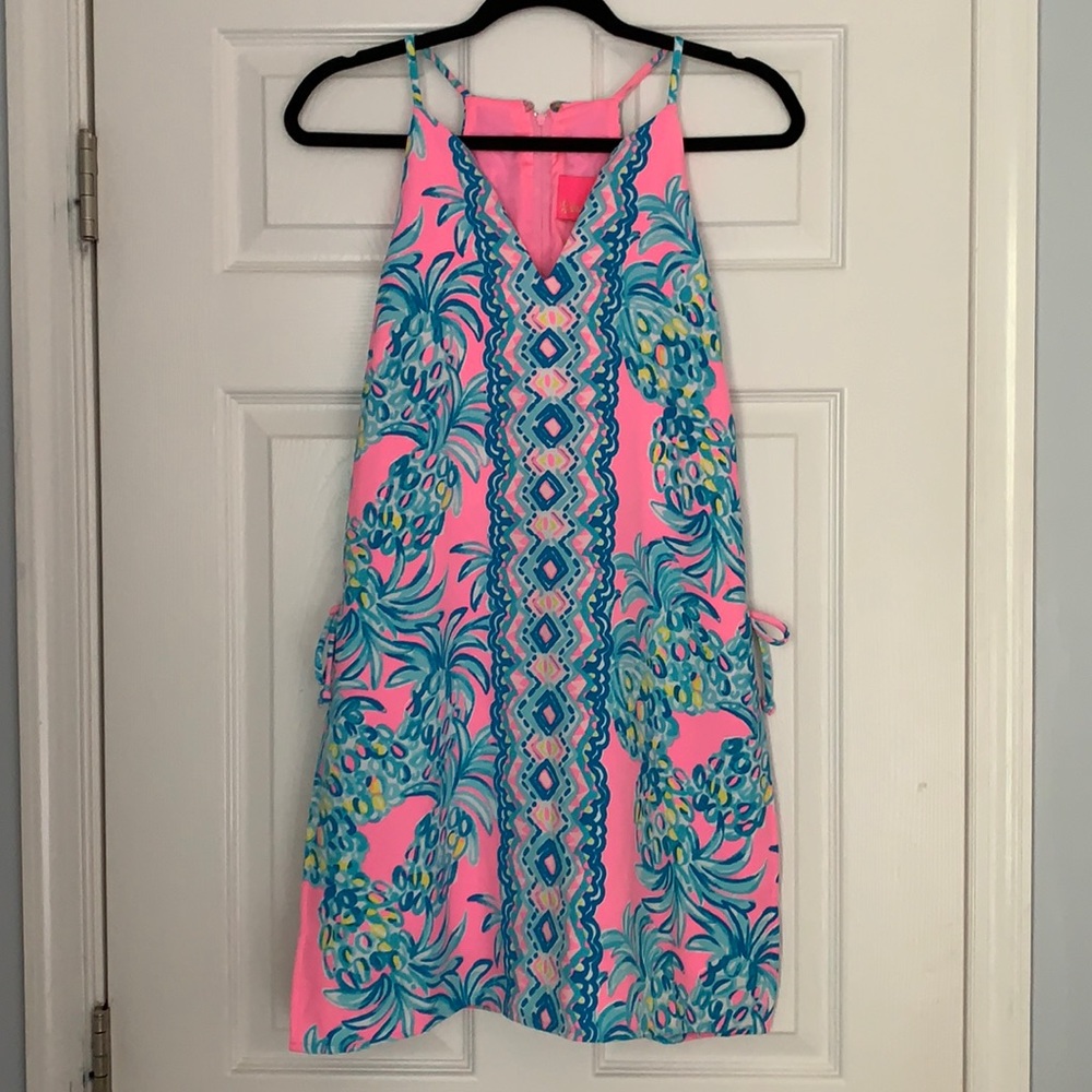 Lilly Pulitzer shift romper, with side slits.